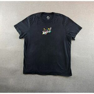 Nike T Shirt Mens 2XL Black Embroidered Troll Mushroom Twist Logo Short Sleeve‎